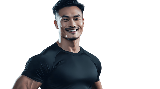 Fit Man in Black TShirt with a Confident Smile png