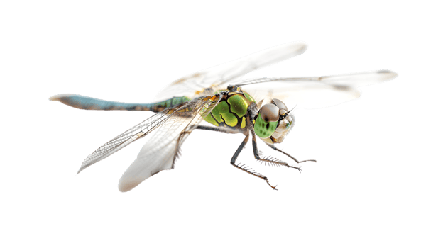 Insect in Flight Detailed CloseUp of a Winged Creature with Transparent Wings and Vibrant Bod png