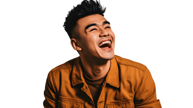 Joyful Moment A Person Laughing with Genuine Happiness Capturing Positive Emotions and Expres png