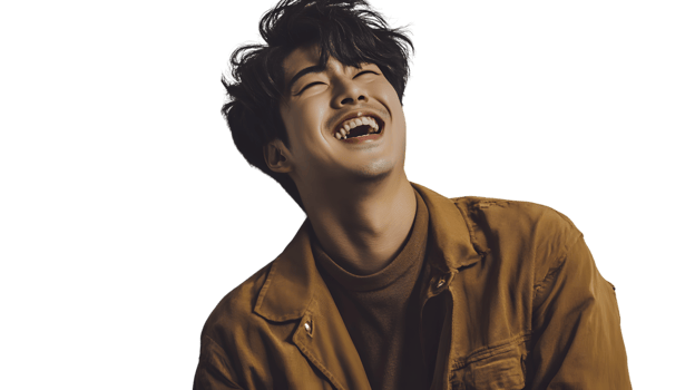 Joyful Moment A Person Laughing with Genuine Happiness Expressive Emotion and Warm Lighting png