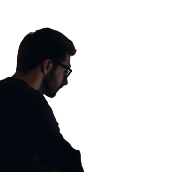 Silhouette of a Man in Profile with Glasses Against a Dark Background png