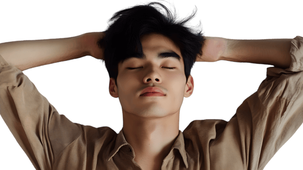 Relaxed young man with eyes closed png