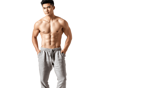 Studio Shot of Muscular Man in Casual Pants png