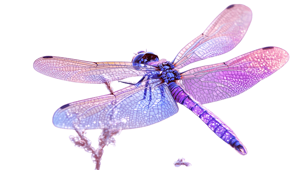 Vibrant Purple Dragonfly with Intricate Wings and Shimmering Body Perfect for Nature and Fanta png