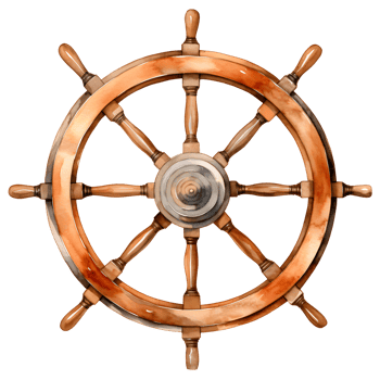 Light Brown Ship Wheel Watercolor Illustration On Transparent Background png
