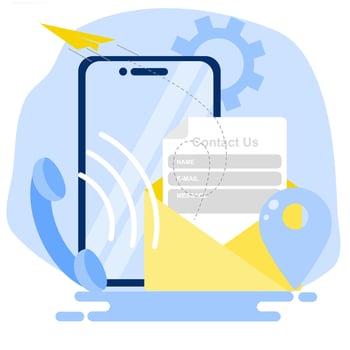 Contact us form on mobile phone vector