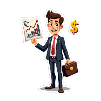 Confident Businessman Sticker Financial Charts Dollar Symbol png
