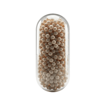 Transparent Capsule Filled with Small Beige Pellets png