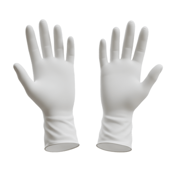 Pair of Clean White Latex Gloves on Transparent Background png