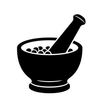 Line Art Illustration of Mortar and Pestle with Ingredients png