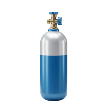 Blue and Silver Industrial Gas Cylinder with Valve png