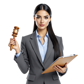 A business woman in a suit holding a gavel png