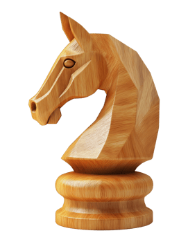 Wooden chess knight, isolated on a transparent background png