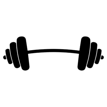 Cartoon barbell, dumbbell icon symbolizing strength, workout, fitness, and bodybuilding vector