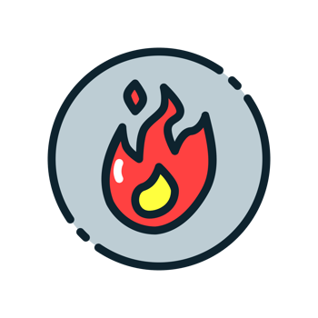 Design Illustration graphic of fire icon with colored line style. Suitable for UI, mobile design, web design, etc. Transparent Background. png