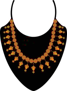 Golden Necklace Displayed on a Black Stand vector