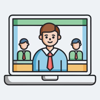 Online Business Meeting Conference Laptop Screen Teamwork Collaboration vector
