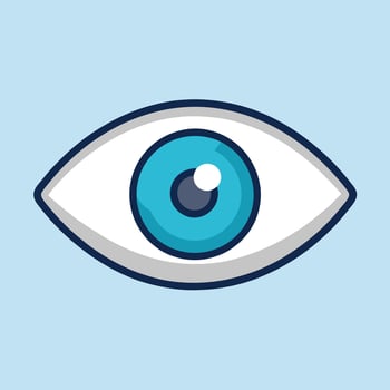A Simple Cartoon Illustration of a Blue Eye with White Sclera and Iris Detail vector