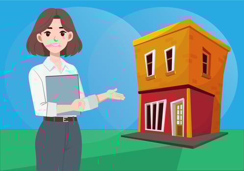 Receptionist invites customers into the store vector