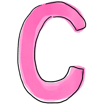 Watercolor C Alphabet Doodle for School and Learning Projects png