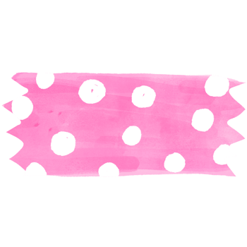 Pink Polka Dot Washi Tape Watercolor Clip Art for School Projects png