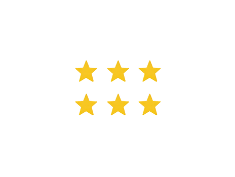 A Bright yellow stars arranged in two rows of three, symbolizing high ratings or quality. These stars evoke sense of excellence and positivity, often used in reviews or awards png