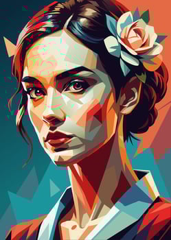 Colorful illustration of a woman with a rose in her hair in a modern style vector