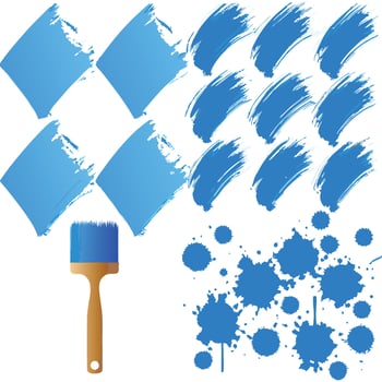 Collection of Blue Paint Brush Strokes and Splats Artistic Design Elements vector