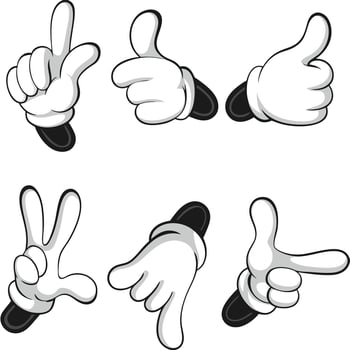 Collection of Cartoon Hands Showing Different Gestures and Hand Signals vector