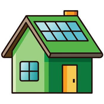 EcoFriendly House with Solar Panels Green Energy Home Sustainable Living vector
