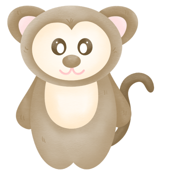 Cute monkey cartoon with big ears png