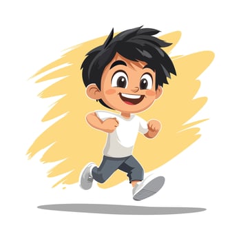 Boy Running With Yellow vector