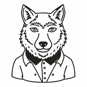 Hipster Wolf in Shirt Hand Drawn Illustration for Trendy Designs vector