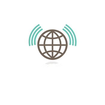 A globe with a wireless signal icon vector