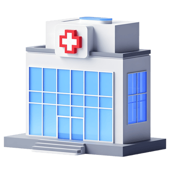 A hospital building with a cross on the top png