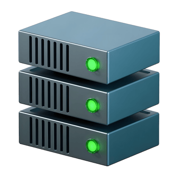 Three servers stacked on top of each other png