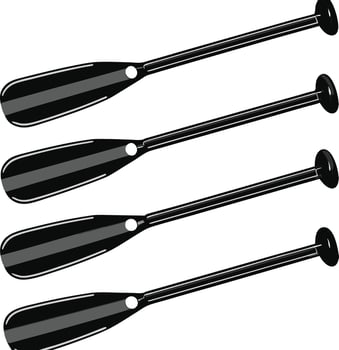 Four Black Boat Oars or Paddles in a Row Illustration Graphic Design vector
