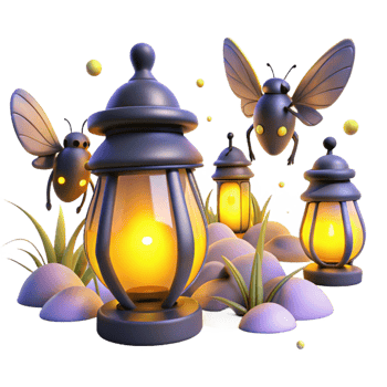 dramatic modern A Group of Fireflies Glowing in the original png