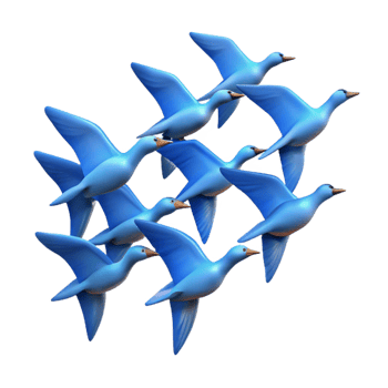serene traditional A Flock of Birds Flying in Formation exclusive png
