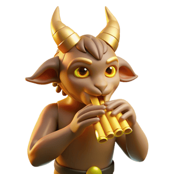 dramatic contemporary A Mischievous Satyr Playing a Pan Flute detailed png