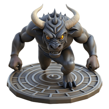 beautiful creative A Fierce Minotaur Charging Through a high resolution png