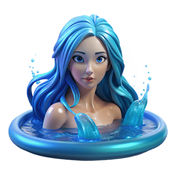 beautiful artistic A Graceful Water Nymph with Long Flowing premium png