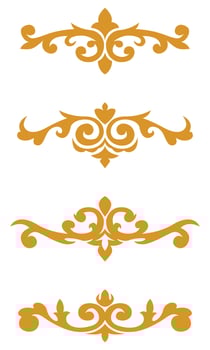 Set of abstract gold vintage borders vector