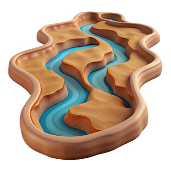 elegant artistic A Winding River Flowing Through a Desert high resolution png