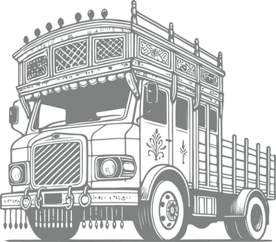 Hand Drawn Illustration of Pakistani Truck vector