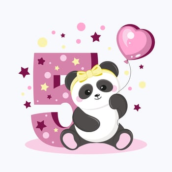 Birthday card for a girl 5 years old vector