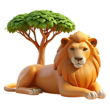 dramatic vintage A Regal Lion Resting in the Shade of an professional png