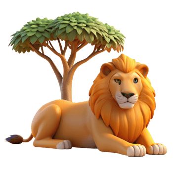 impressive classic A Regal Lion Resting in the Shade of an detailed png