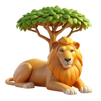 magnificent modern A Regal Lion Resting in the Shade of an premium png