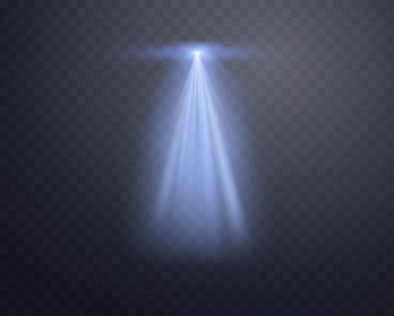 Blue spotlight, Illuminated blue stage, glow flare effect. Bright beams of spotlights, lamp, vertical rays vector